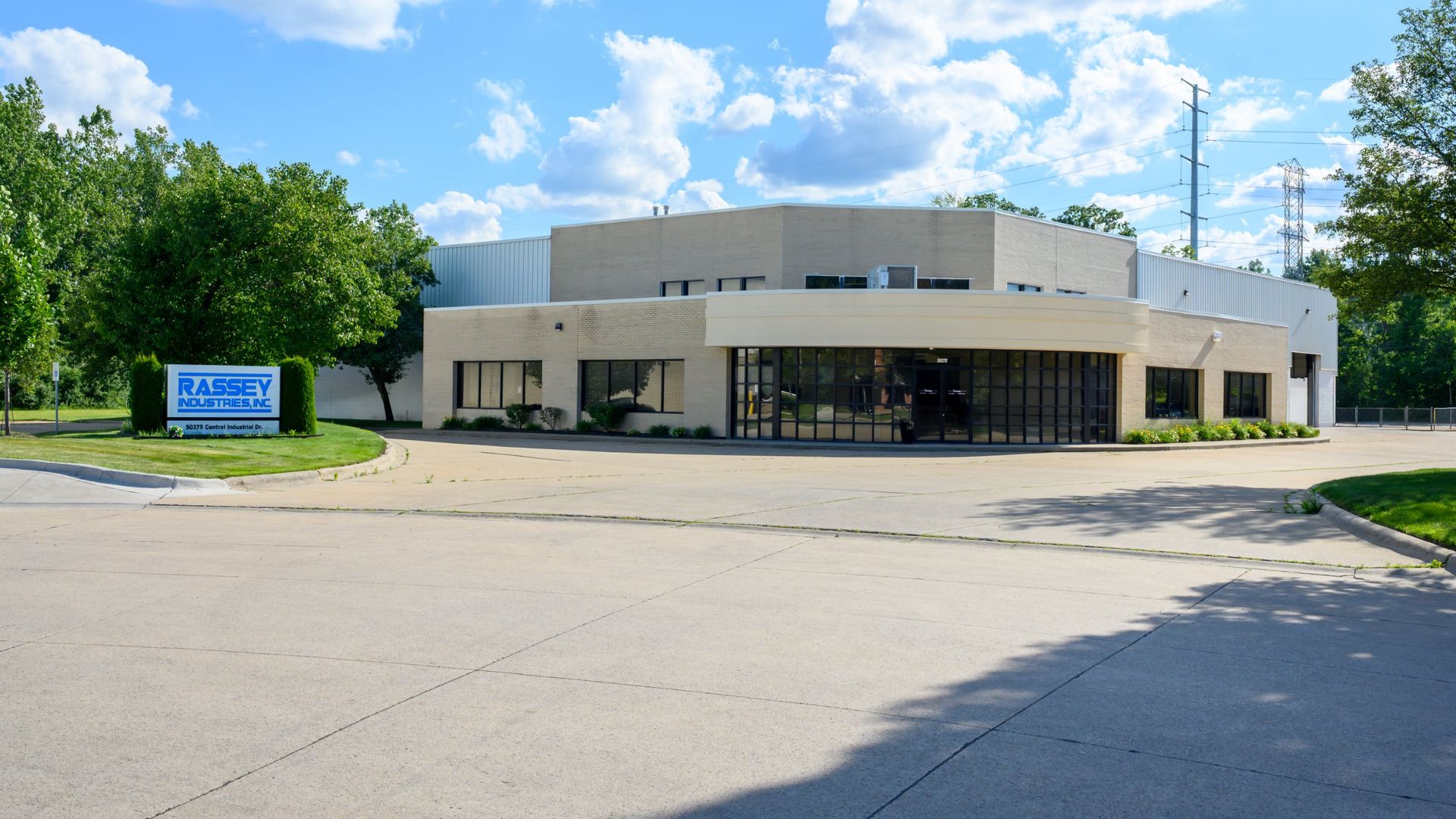 Rassey Industries building and sign on Central Industrial Drive, Shelby Township
